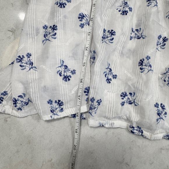 Joie White & Blue Floral Cotton Tank Women's Medium Lace Cottagecore Coastal - Picture 5 of 11